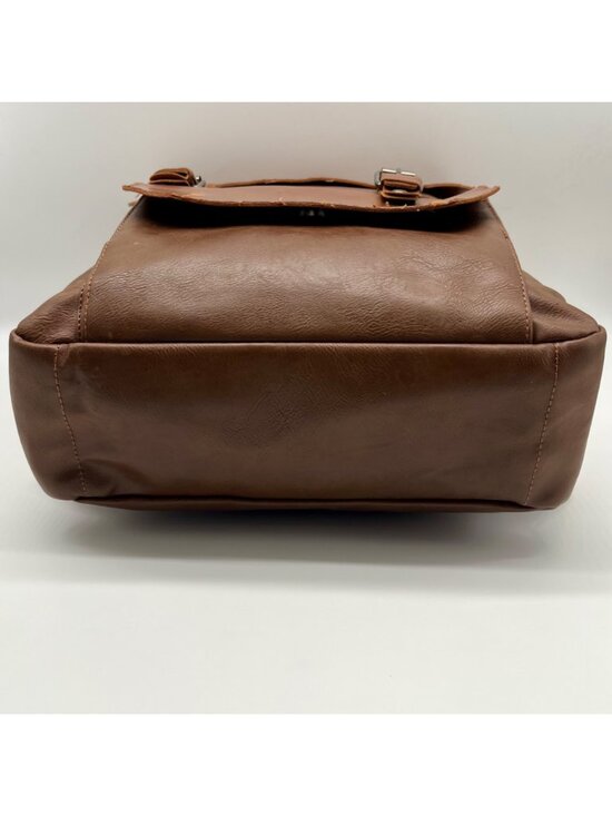 Ozebella Brown Leather Messenger Laptop Backpack main image 8